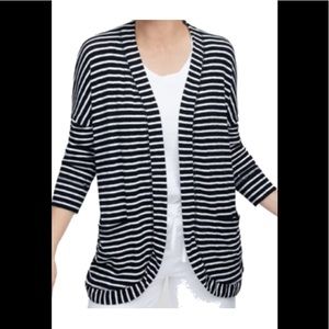 Talbots striped black and white cardigan, 3/4 sleeve
